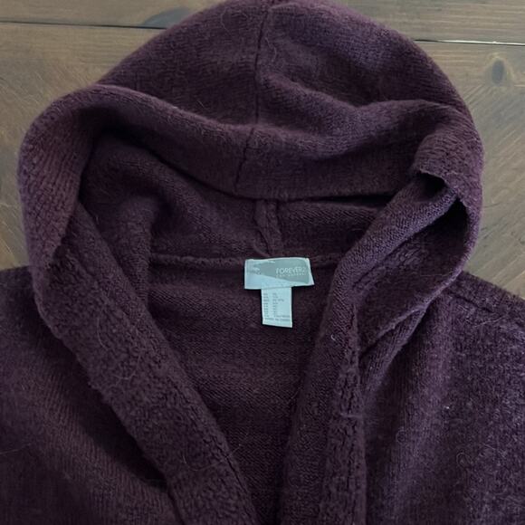 Forever 21 Contemporary Burgundy Hooded Cardigan Juniors Size XL - Picture 6 of 10